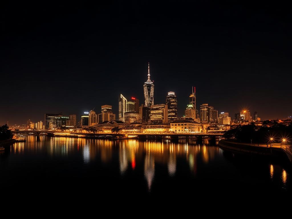 Melbourne skyline at night